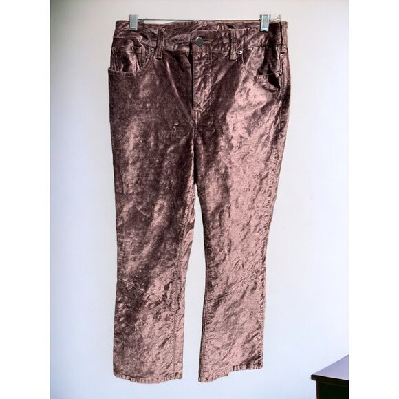 FREE PEOPLE TAUPE BROWN CRUSHED VELVET STRAIGHT LEG 5 POCKET PANTS JEANS SIZE 29 - Picture 8 of 10